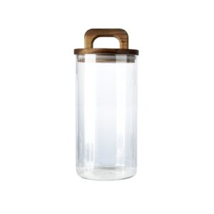 RECIPIENTE VIDRIO 1.2L TAPA MADERA ACACIA