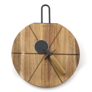 Set tabla madera acacia con cortador pizza