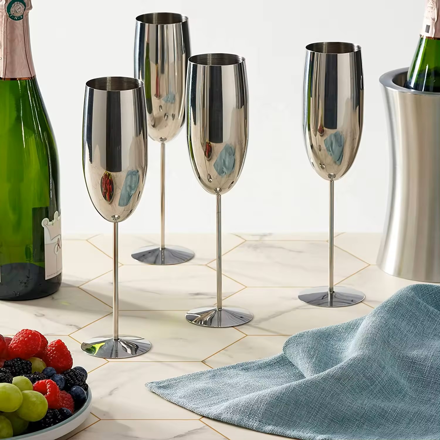 Copas De Champagne De Acero Inoxidable - Set por 2 unidades - Imagen 4