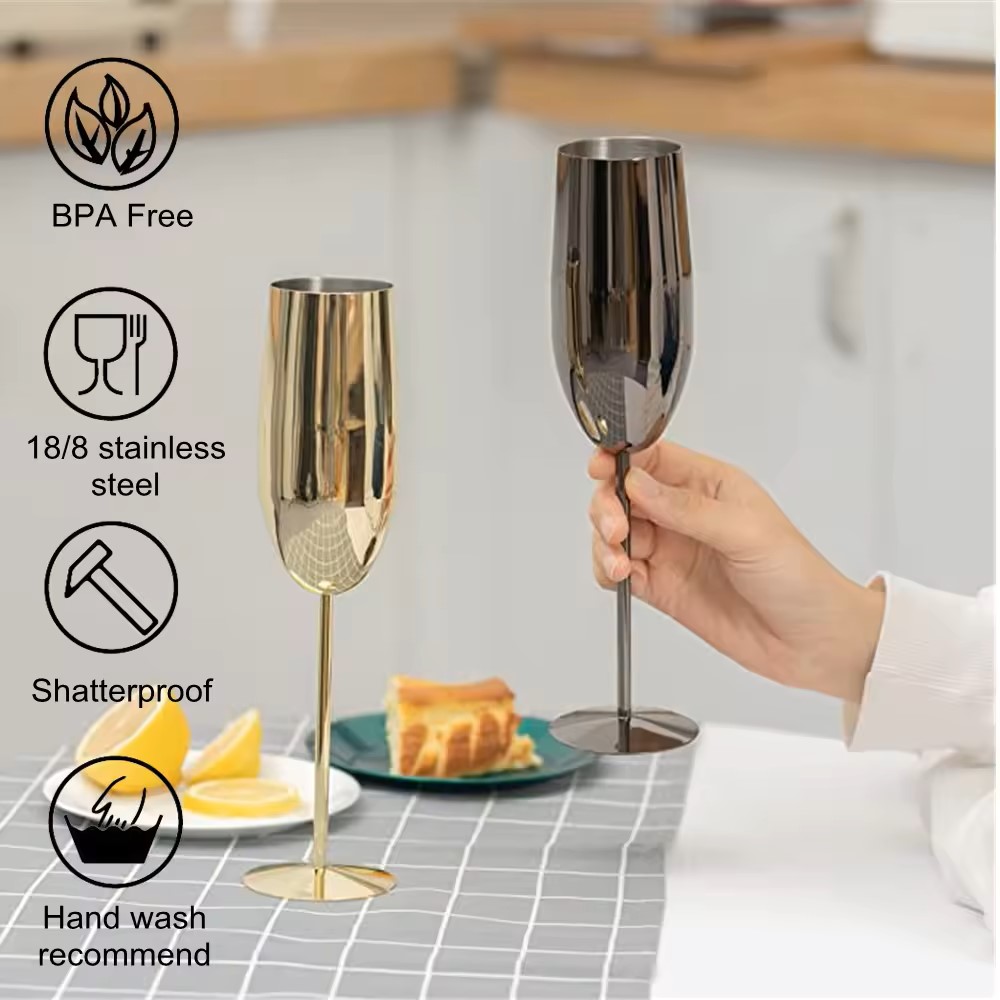 Copas De Champagne De Acero Inoxidable - Set por 2 unidades - Imagen 3