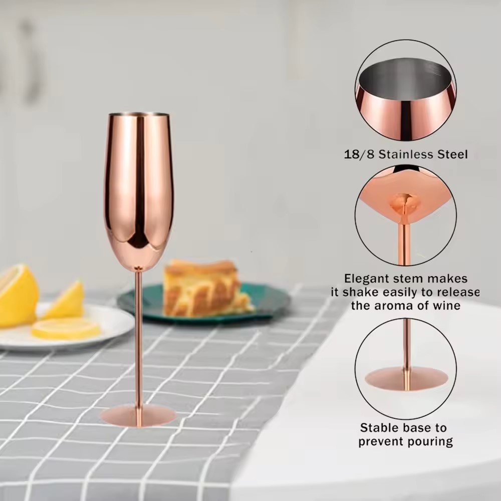 Copas De Champagne De Acero Inoxidable - Set por 2 unidades - Imagen 2