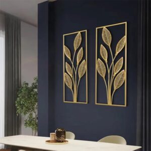 Cuadro decorativo de metal Diseño hojas Heliconia grande